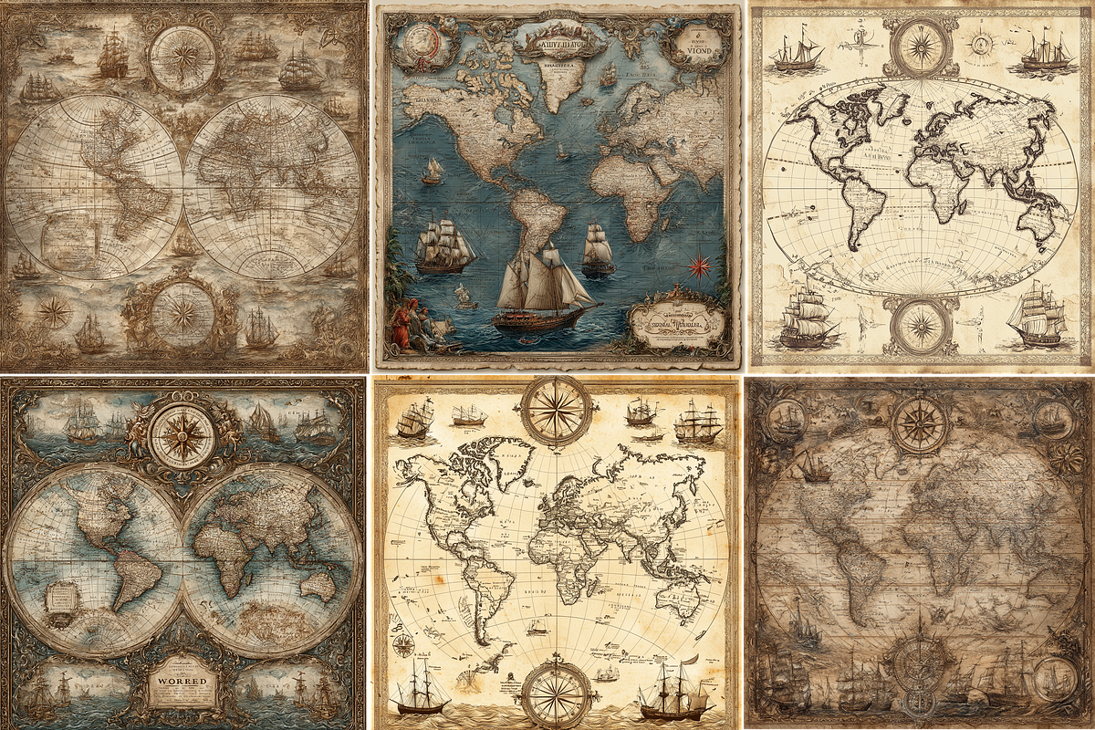 Antique-style World Map, a Background Graphic by Printable Treasure (Photo 2 of 2)