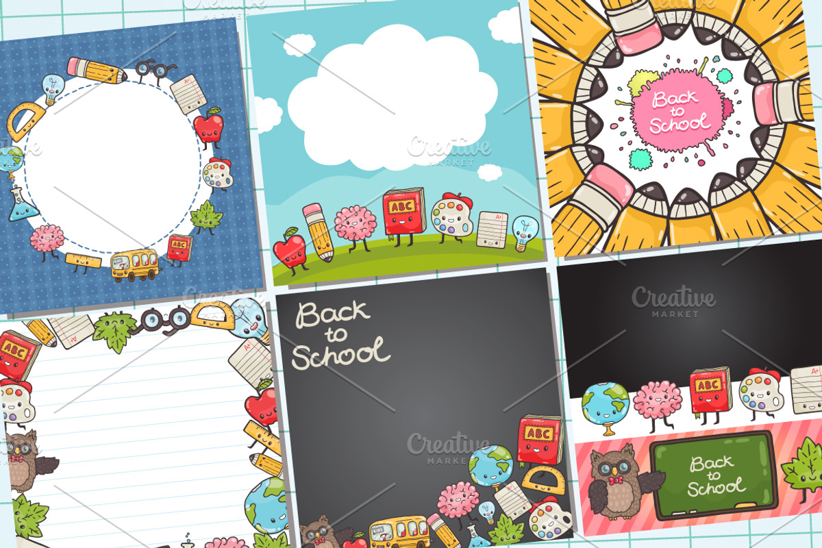 Back to School. Cute characters., an Education Illustration by kostolom3ooo (Photo 5 of 5)