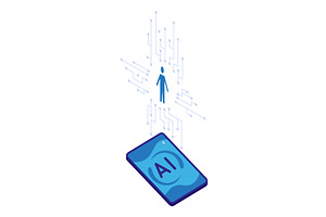 Isometric artificial intelligence, a Technology Illustration by the8monkey