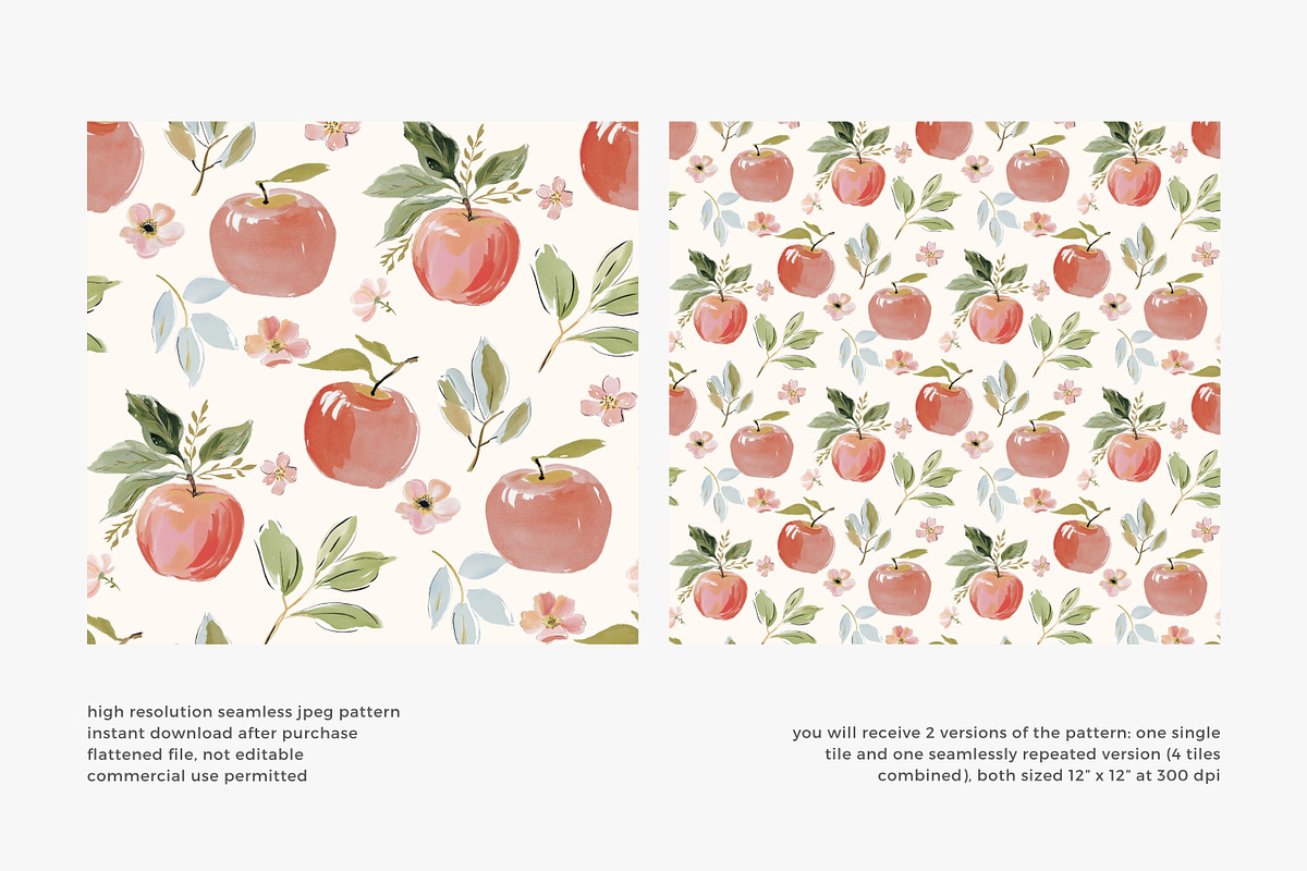 Pink apple seamless pattern