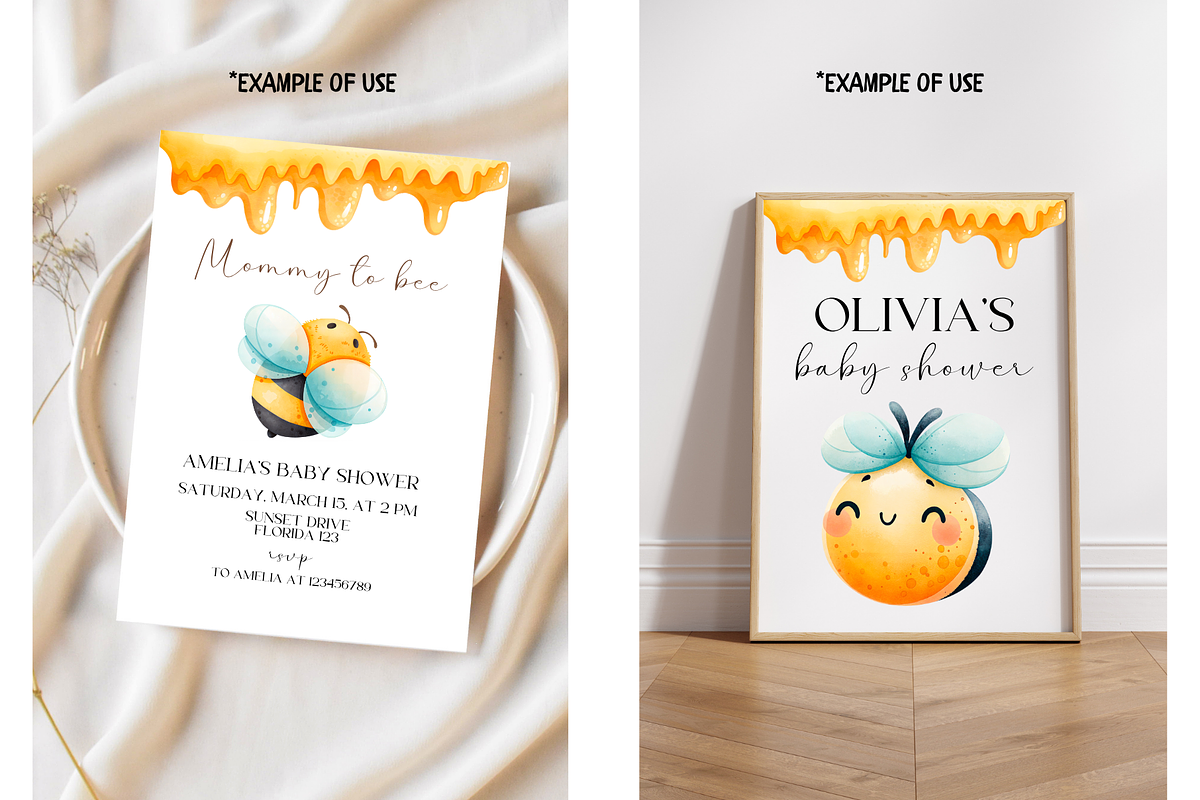 Cute Honey Bee Png Set, Honey Comb, an Illustration by TatiMockup (Photo 5 of 5)