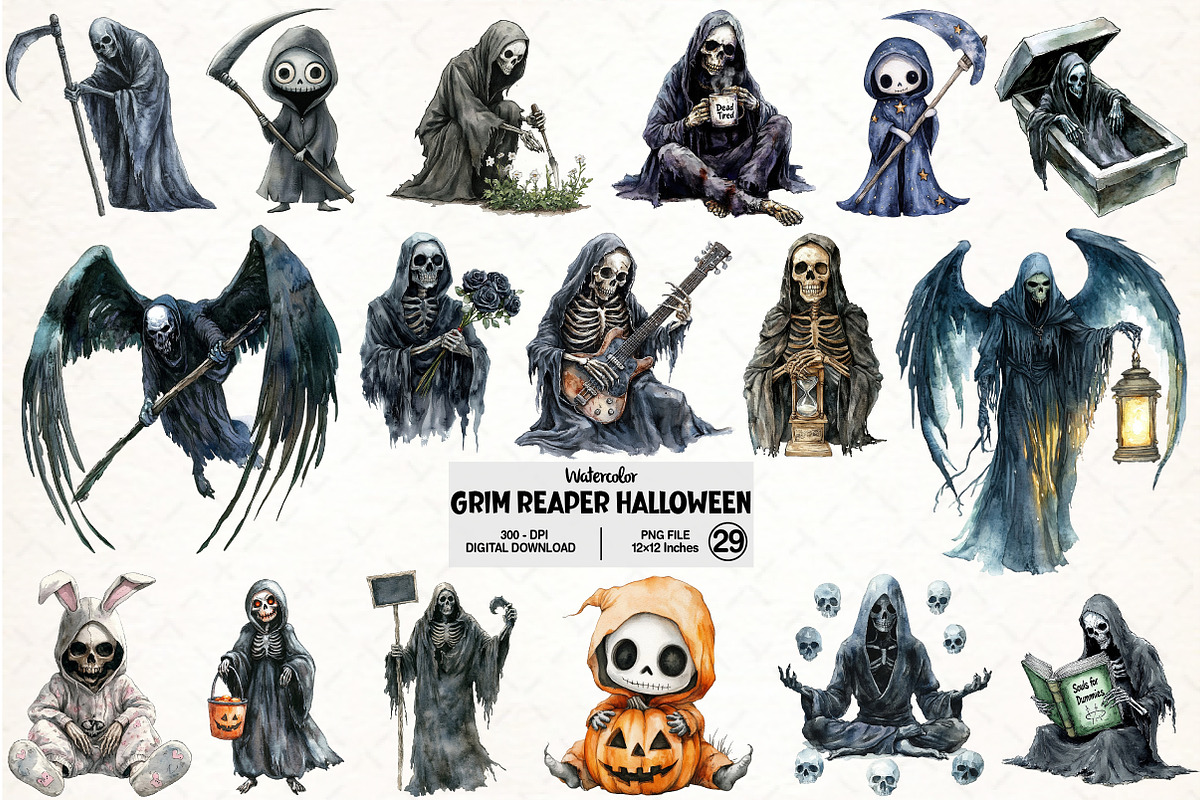 Grim Reaper Halloween Bundle, an Illustration by Pixels.Craft (Photo 1 of 7)