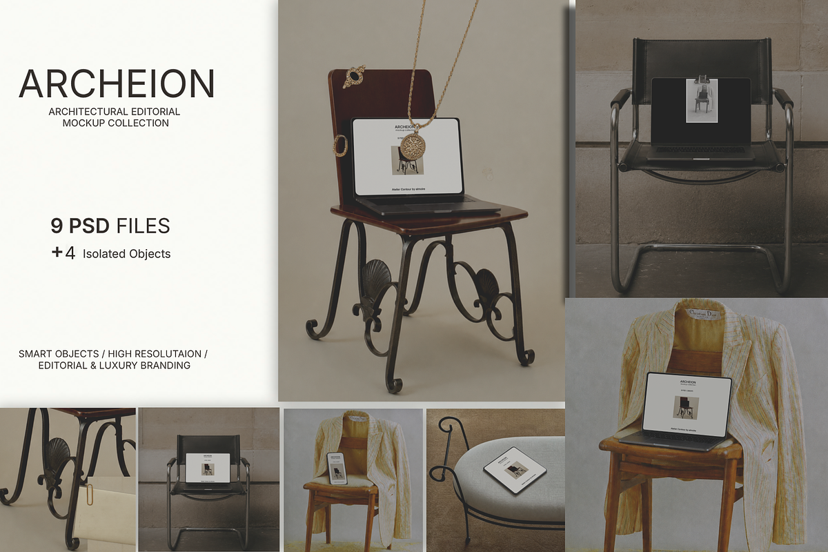 Editorial Branding Mockup Collection, a Mac Mockup by Atelier Contour (Photo 1 of 9)