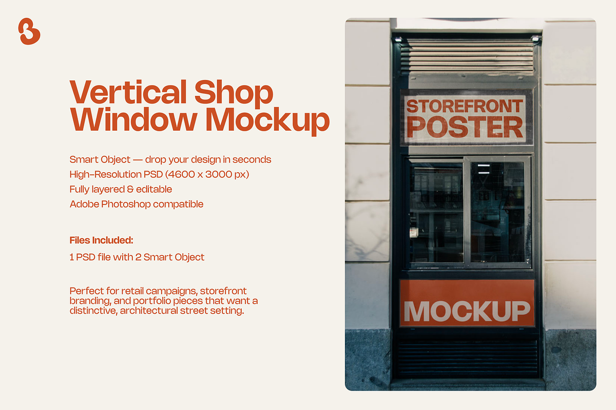 Vertical Shop Window Mockup, an Advertising Mockup by Bruto Mockups (Photo 2 of 3)