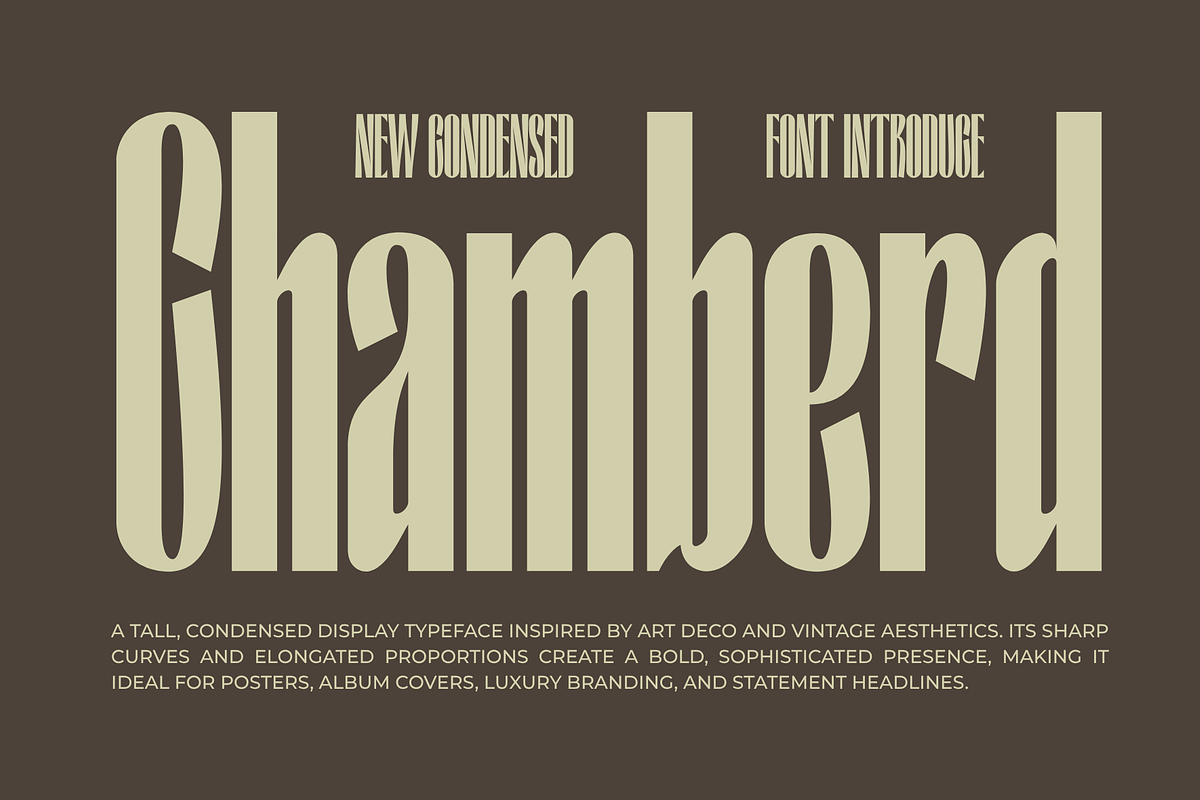 Chamberd – Luxury Condensed Typeface, a Sans Serif Font by MaikoHatta (Photo 1 of 7)