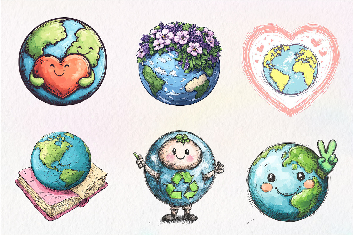Cute Earth Clipart Sublimation, an Illustration by CreationArt (Photo 5 of 5)