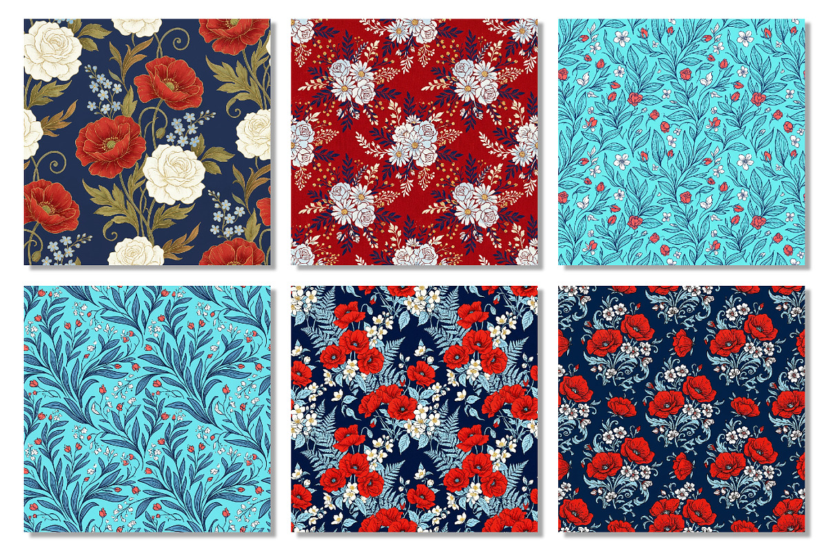 Floral Digital Paper, Ditsy Flowers, a Texture Graphic by Dream Creation (Photo 2 of 6)