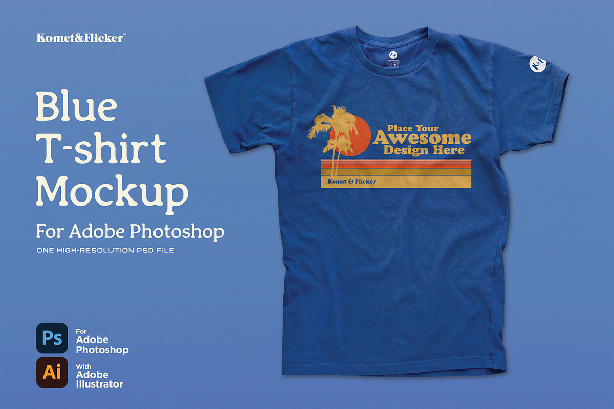 Blue T-shirt Mockup, a Shirt Mockup by Komet & Flicker (Photo 1 of 7)