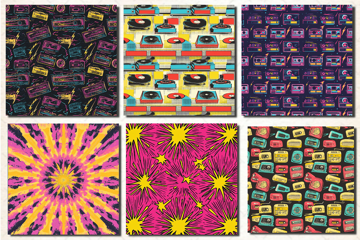 Retro Pop Art Fun Vintage Tech Music, a Pattern Graphic by Rose Art (Photo 4 of 4)