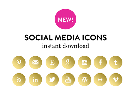 Gold Social Media Icons