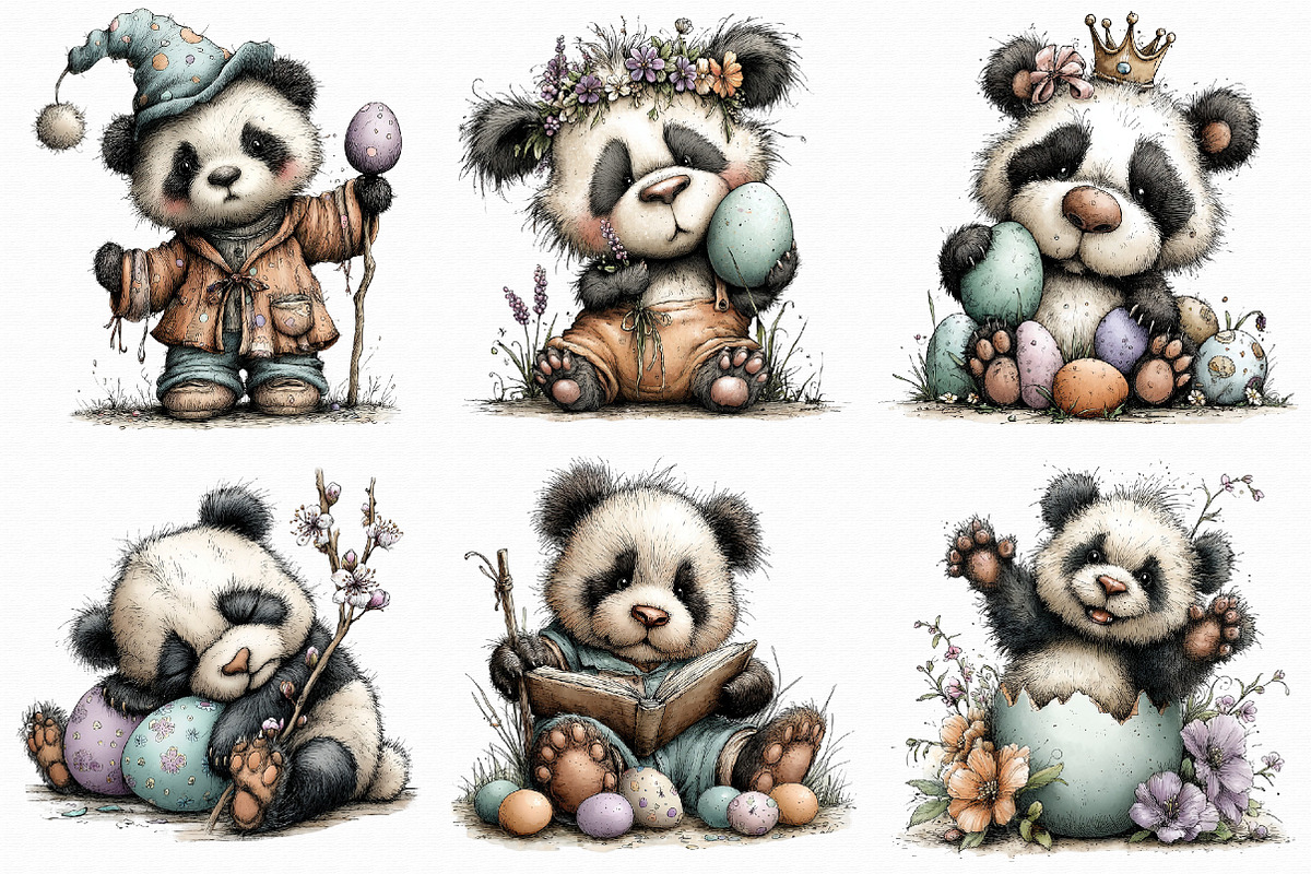 Whimsical Easter Panda Clipart, an Illustration by Libby Wishes (Photo 2 of 8)