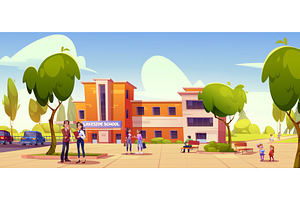 School building exterior with, an Education Illustration by art PVP - market