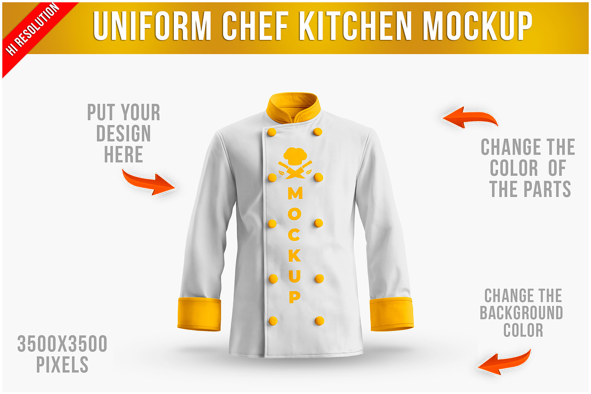 Chef Kitchen Uniform Mockup PSD, a Shirt Mockup by Bruno's Shop (Photo 1 of 4)