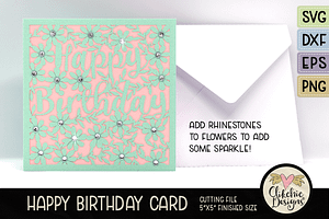 Floral Birthday Card SVG Cut Files