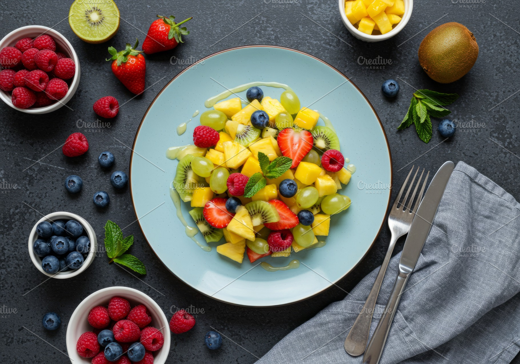 Colorful fresh fruit salad with berr, a Food & Drink Photo by professorinc