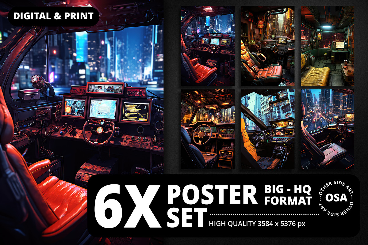 Cyberpunk Vehicle Interior Poster, a Background Graphic by Other Side Art (Photo 1 of 5)