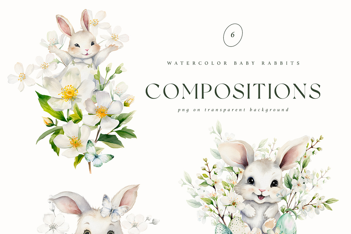 Watercolor easter bunnies clipart, an Animal Illustration by MariGraphic boutique (Photo 2 of 10)