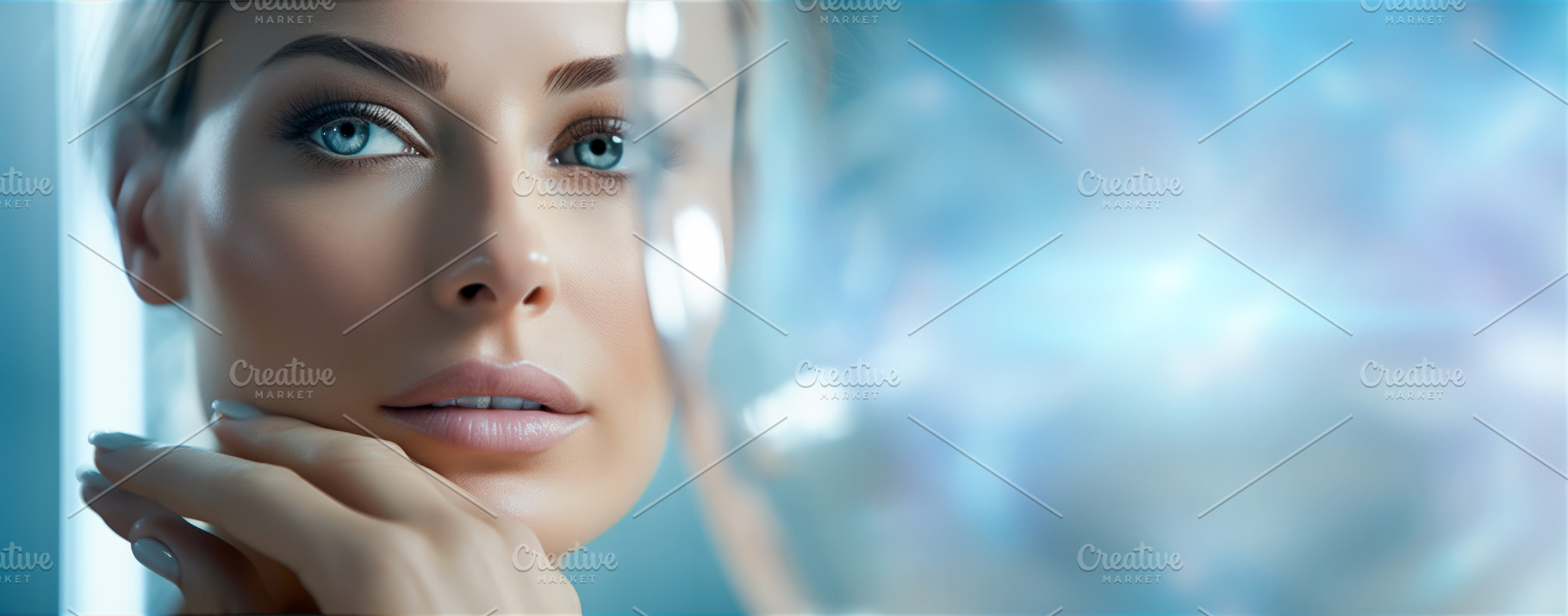 Attractive woman touching the skin o, a Beauty & Fashion Photo by angellodeco