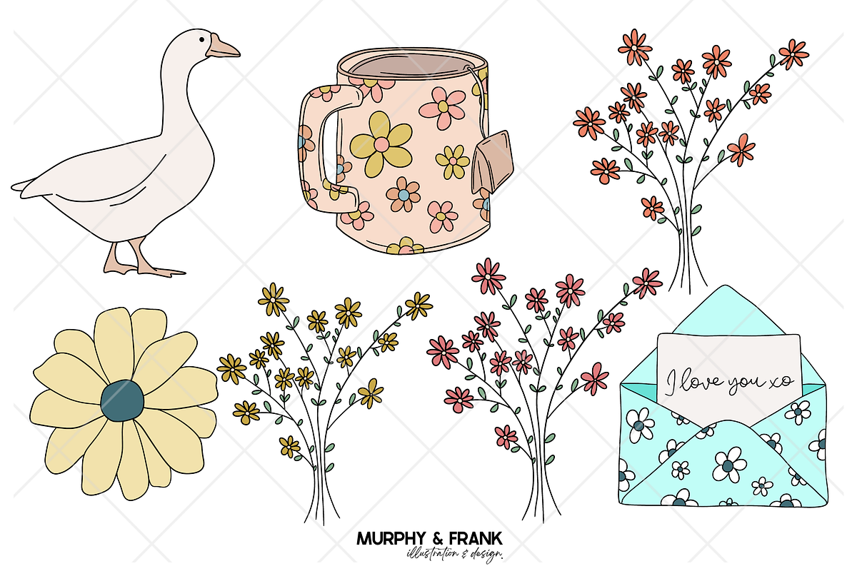 Cute Pastel Spring Doodle Clipart, an Object Graphic by Murphy & Frank (Photo 6 of 8)