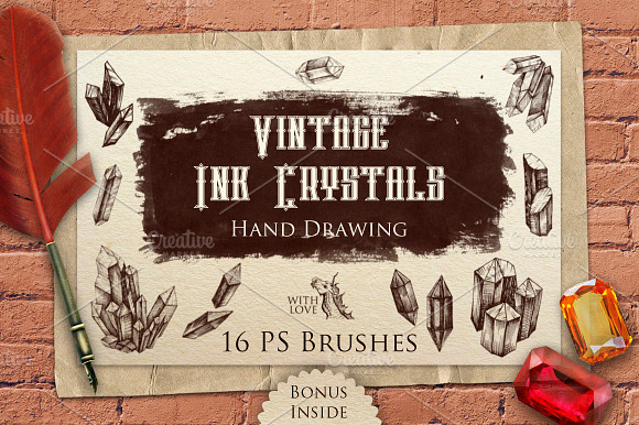 Vintage Ink Crystals PS Brushes preview 5