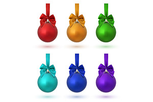 Set Of Six Christmas Tree Balls.