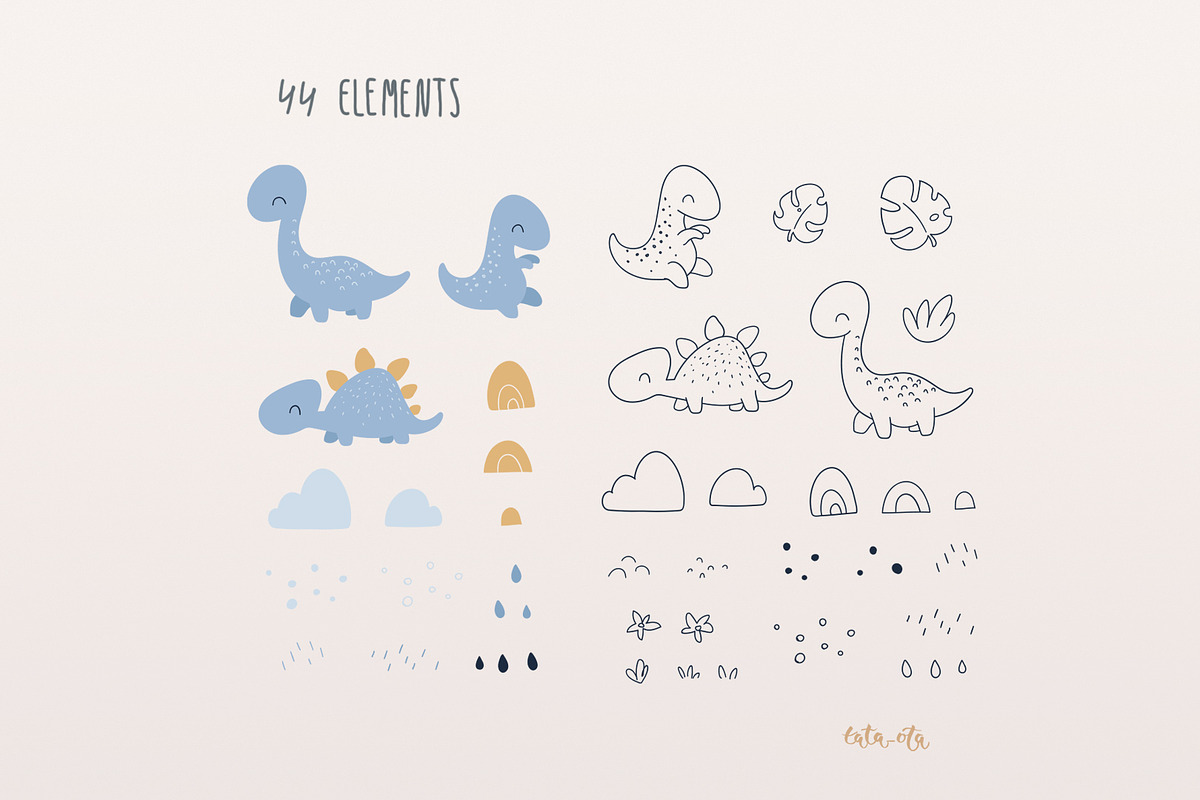 Cute dinosaurs, an Animal Illustration by tata_ota (Photo 2 of 12)