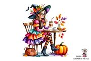 Halloween Witch PNG Clipart Bundle, a Graphic by Clipart Studio (Thumbnail 3 of 11)