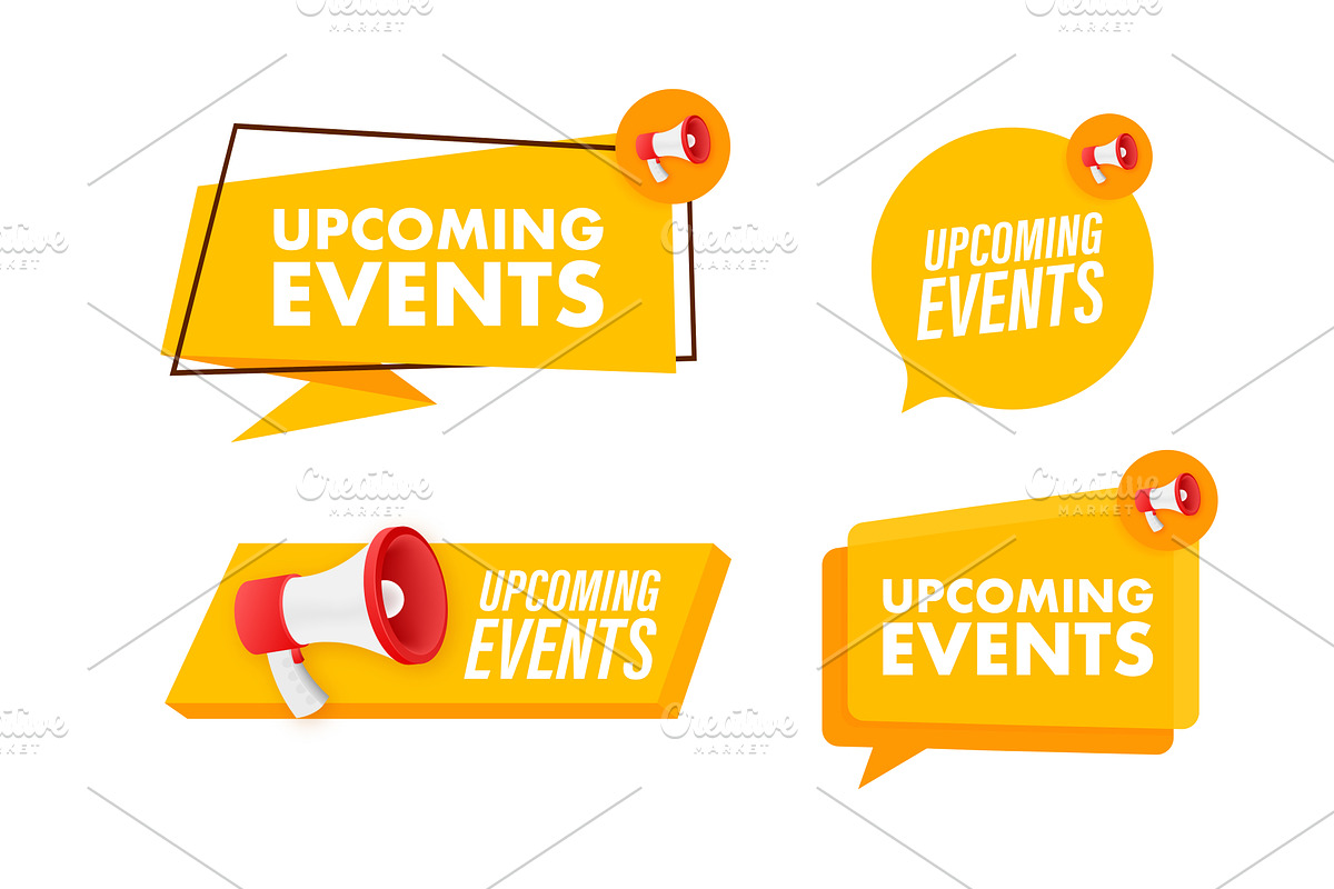 Megaphone label set with text, an Illustration by DG-Market