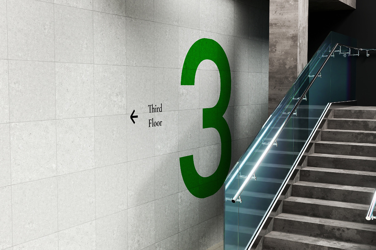 Wall Directional Wayfinding Mockup, an Advertising Mockup by herutage (Photo 3 of 4)