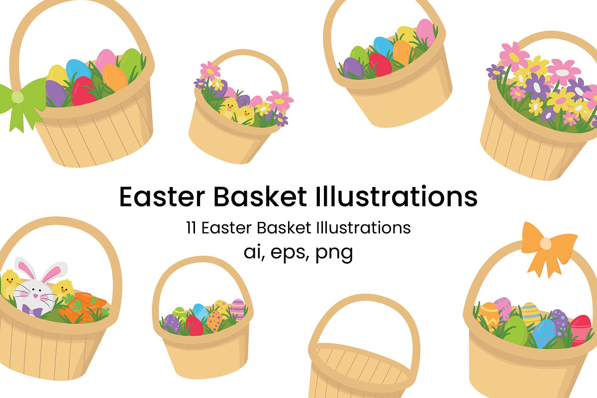 Easter Basket Illustrations, an Illustration by PinkHouseCollection (Photo 1 of 5)