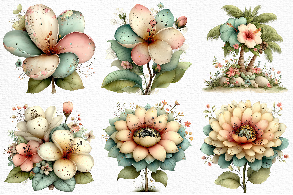 Tropical Whimsical Flowers Clipart, an Illustration by Craft Nest (Photo 5 of 12)