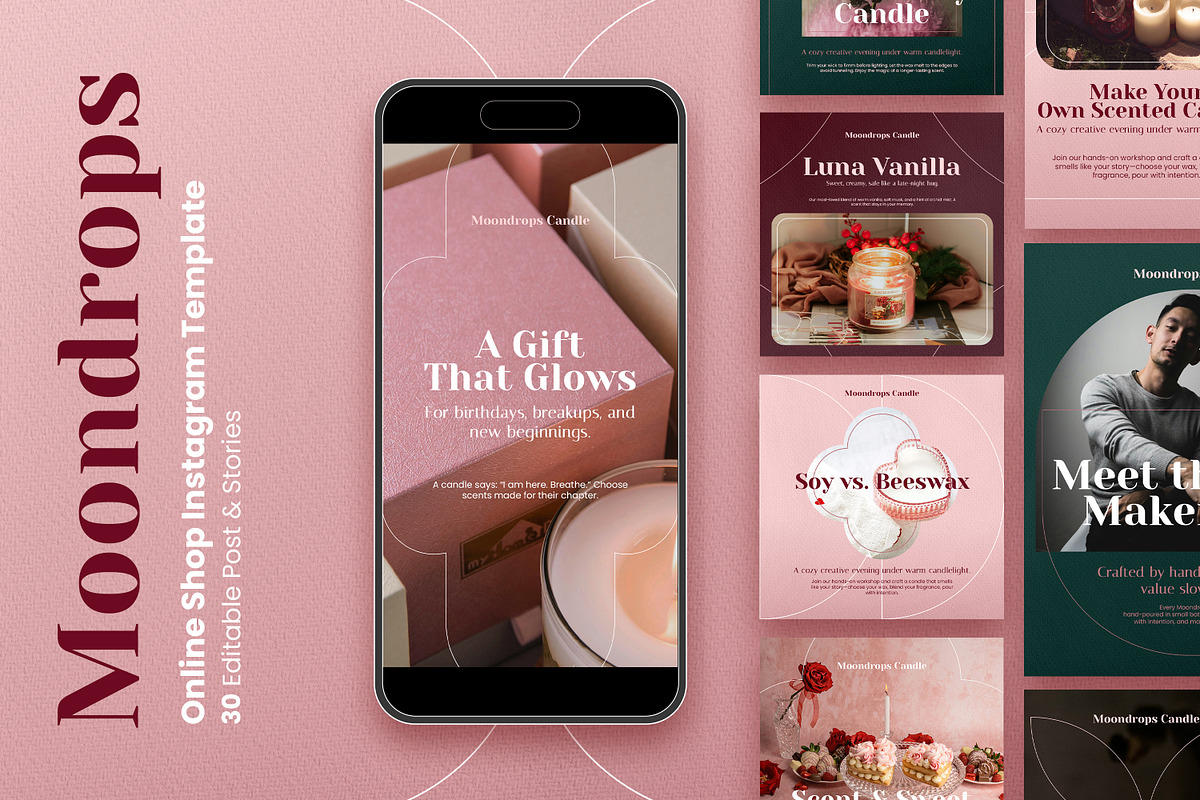 Moondrops – Scented Candle IG Kit, a Social Media Template by Nenjo Studio (Photo 1 of 5)