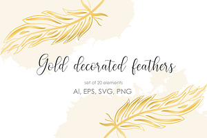 GOLD DECORATED FEATHERS Clipart