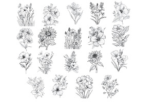 Floral Flower Set 12 Procreate Brush