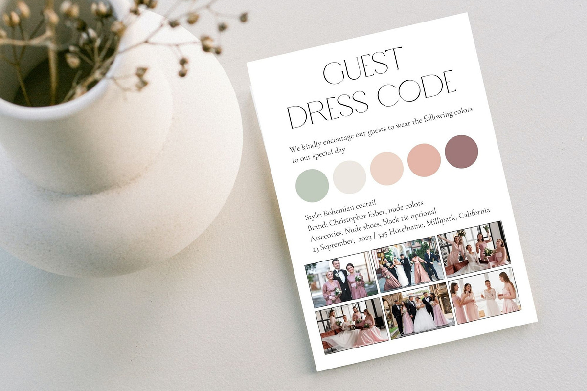 Dresscode card with photo, a Card Template by EvaTemplates (Photo 1 of 5)