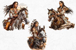 Native Spirit Cowgirls Clipart