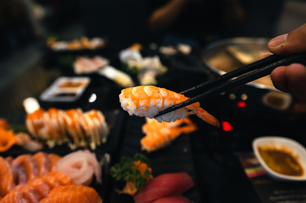 Sashimi and sashimion a plate in a Japanese restaurant, a Food & Drink Photo by Art Rachen