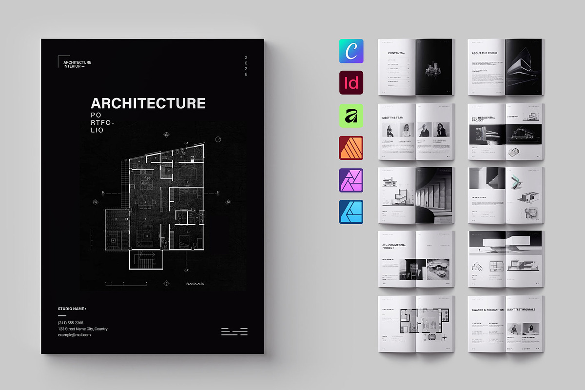 Architecture Portfolio Template, a Brochure Template by ElvinPrint (Photo 1 of 13)