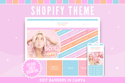 Bright Pastel Shopify Theme, a Shopify Template by SunshineStudioBoutique