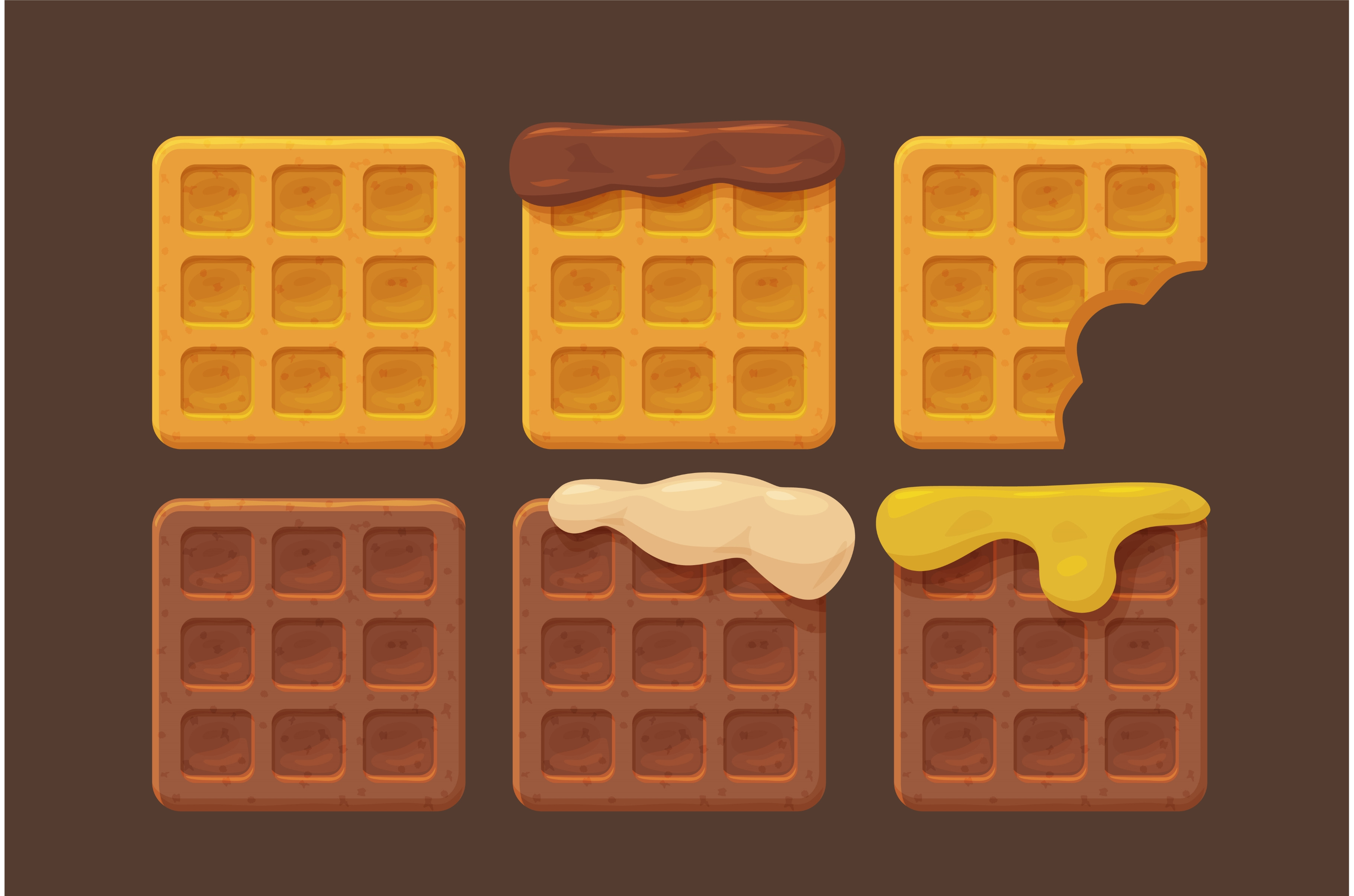 belgian waffles cartoon in set front, a Food Illustration by IfH | Creative Market belgian waffles cartoon in set front, a Food... 