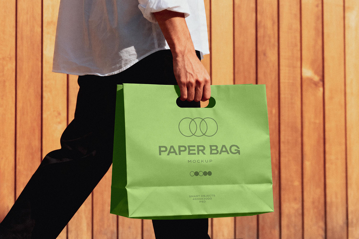 Wide Paper Bag Mockup, a Product Mockup by Design Squad (Photo 2 of 4)