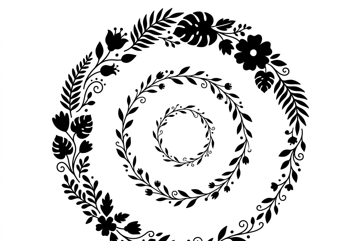 50 Elegant Floral Leaf Spiral Frame, a Decorative Illustration by Amazin_art (Photo 10 of 41)