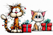 Christmas Cat With Gift, an Illustration by cherrydesign (Thumbnail 2 of 3)