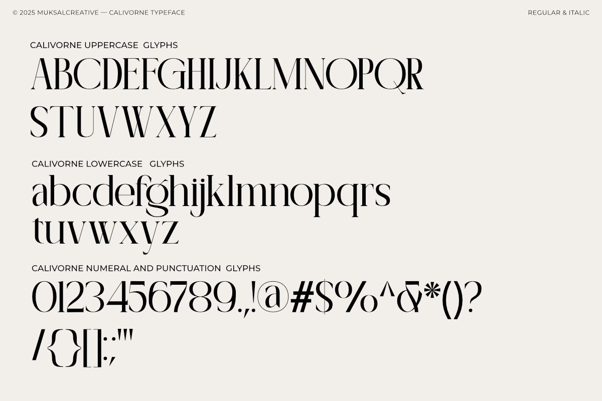 Calivorne - Modern Elegant Serif, a Serif Font by Muksal Creative (Photo 11 of 11)