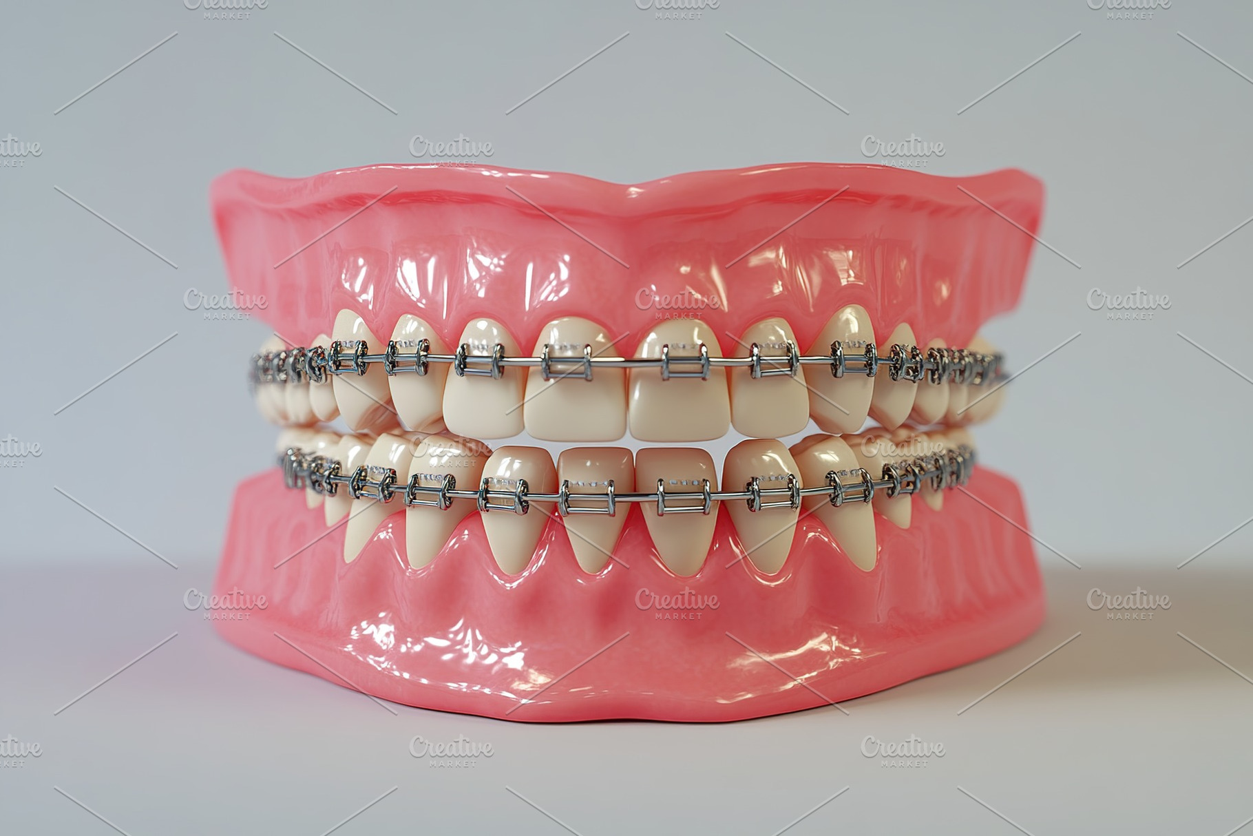 Modern model of teeth with dental braces, a Health & Medical Photo by AlyaAnd