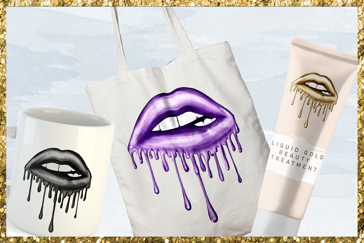 Dripping Lips Png Cliparts, a Decorative Illustration by The GG Shop (Photo 5 of 7)