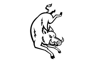 Razorback Wild Boar Jumping Logo, an Illustration by patrimonio