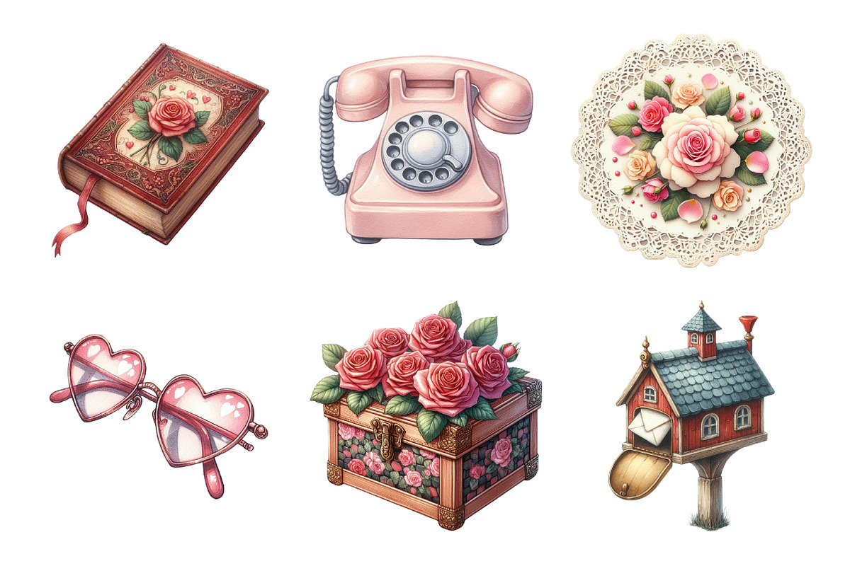 Watercolor Vintage Lover Clipart, an Illustration by Daily.Designs (Photo 2 of 5)