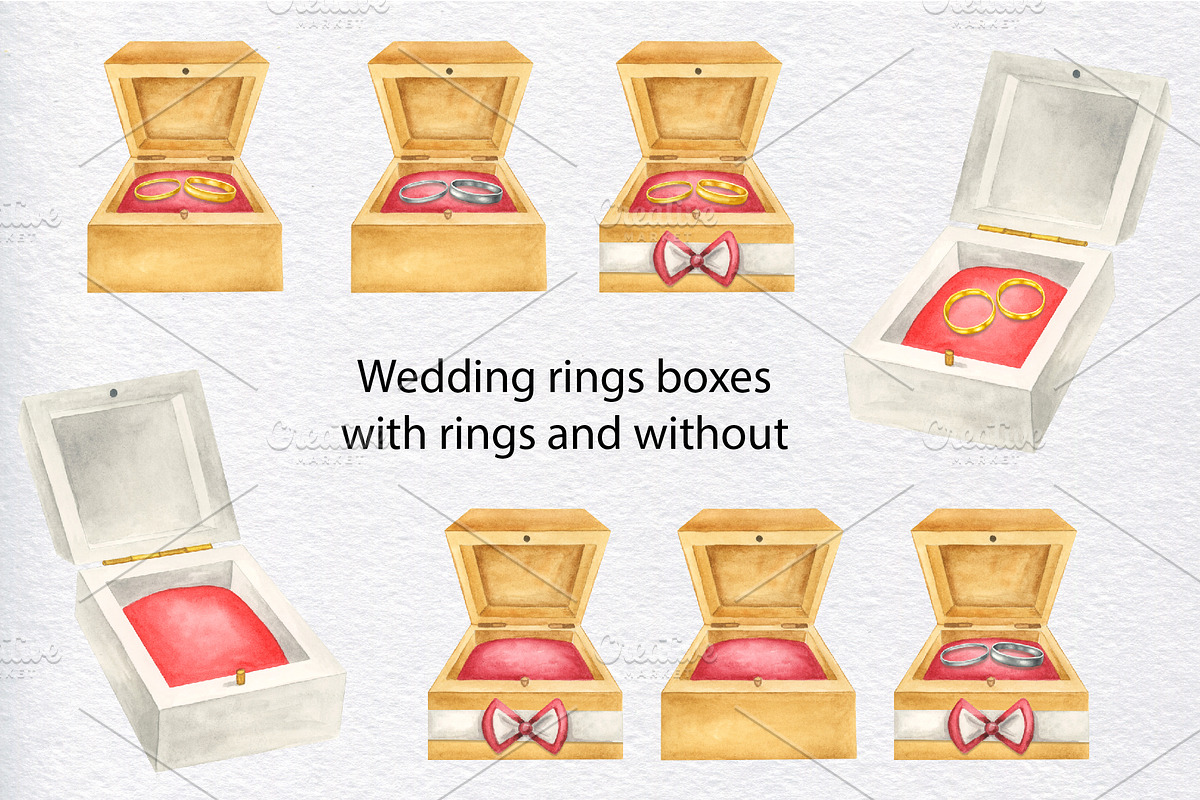 Wedding rings watercolor clipart, an Object Illustration by KathrineWatercolor (Photo 7 of 10)