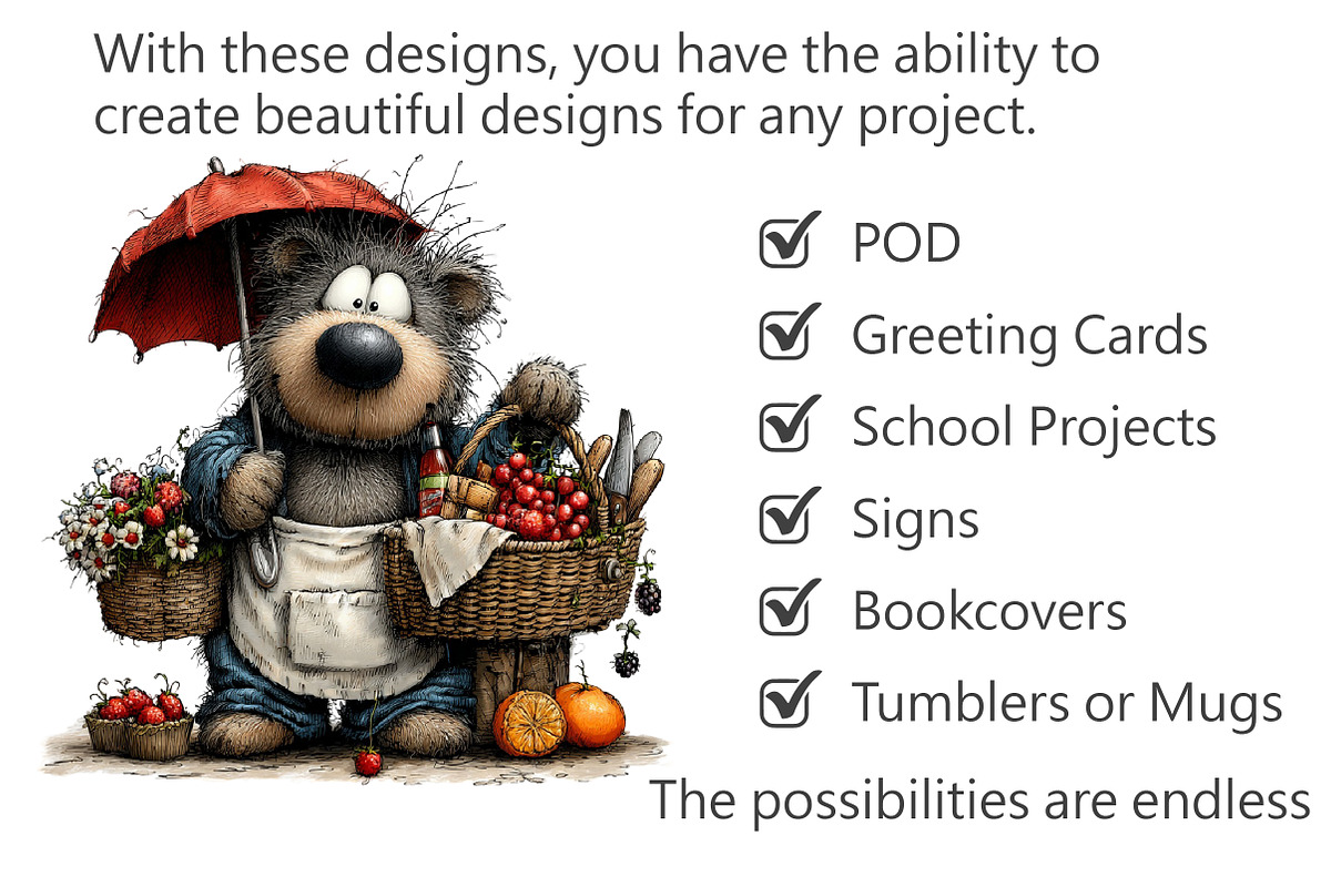 Whimsical Teddy Bear Clipart, an Illustration by Pixels.Craft (Photo 3 of 5)